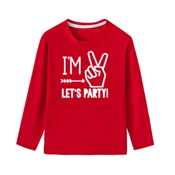 Copii 2-a Petrecere de Ziua Tricou sunt Două Să petrecem Print Amuzant Copil Fată Băiat Maneca Lunga T-shirt Casual Copii T Shirt