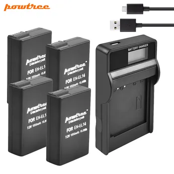 Powtree 1500mAh EN - EL14 EN-EL14a ENEL14 EN-EL14 Baterie + LCD Incarcator pentru Nikon P7800,P7700,P7100,P7000,D5500,D5300,D5200,D3200