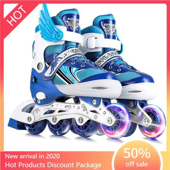 Copii patine reglabile-Un set complet de un singur flash ice skate pantofi pentru băieți și fete patine Inline pentru incepatori