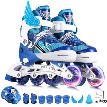 Copii patine reglabile-Un set complet de un singur flash ice skate pantofi pentru băieți și fete patine Inline pentru incepatori