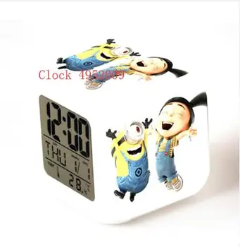 Fierbinte de Vânzare Copii Multifunctio jucarii Minion Drăguț Ceasuri de Alarmă cu LED 7 Culori Schimbare ceasuri de alarmă digitale ceasuri de alarmă