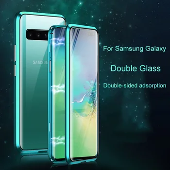 360 de Metal Magnetic Caz Pentru Samsung Galaxy S20 S10 S9 S8 Plus S10E-Side Dublu de Sticlă Pentru Nota 10 8 9 Plus A51 A71 A50 A70 Acoperi