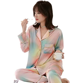 Tie-dye Acasă Haine pentru Femei Pijamale de Mătase pentru Femei Pijama Mujer de Îmbrăcăminte pentru Femei Primavara-Vara 2021 Înaltă Calitate Sleepwear