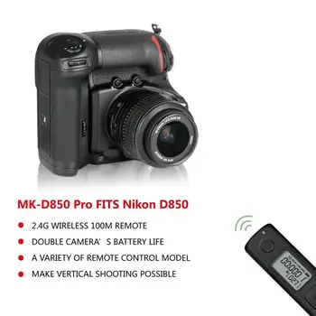 FĂ-Meike MK-D850 Pro Fotografiere Verticală Power Pack Grip Baterie cu 2.4 G Hz Telecomanda Wireless pentru Nikon D850 Camera