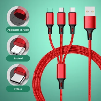 Cablu USB de Trei-în-un Telefon Mobil de Tip c Cablu de Date Multi-funcție Pentru Trei Împletitură Cablu de Încărcare