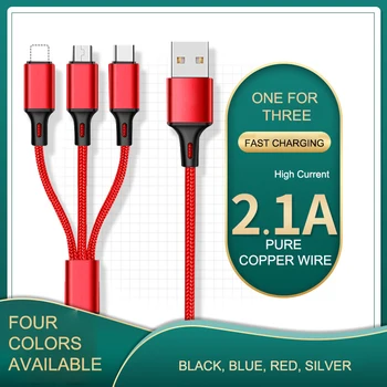 Cablu USB de Trei-în-un Telefon Mobil de Tip c Cablu de Date Multi-funcție Pentru Trei Împletitură Cablu de Încărcare
