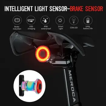 Biciclete inteligent de iluminare din Spate Auto Start/Stop de Frână de Detectare IPx6 Impermeabil USB de Încărcare ciclism Coada Far Bicicleta cu LED Lumina