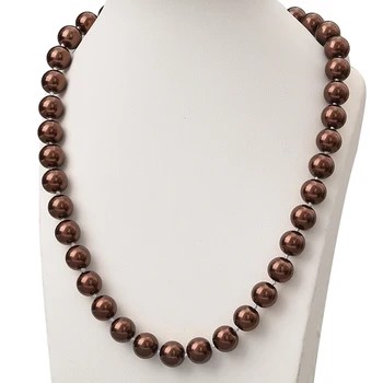 Stil simplu 10mm culoare Maro Perle Colier Potrivit Pentru Doamne Elegante Cadouri Perle Sintetice Lanț Colier 18inch H849