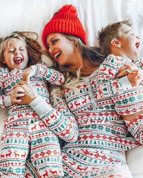 2020 Crăciun Set De Pijama Bărbați Adulți Femei Copil Pijamale Pijamale Cerb De Imprimare Pleduri De Familie De Crăciun Familiei Haine Potrivite Tinute