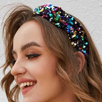 Strălucitoare Sequin Hairband Femei Magic Sclipici Headbans Diademe și Coroane de Păr Buclă Caciulita Petrecere de Nunta Accesorii de Par pentru Mirese