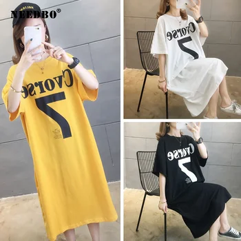 NEEDBO Lungi Tricou Rochie Oversize Femei Casual tricou Femei coreene Scrisoare Maneca Scurta Tricou Femme Partid Pierde T-shirt, Blaturi