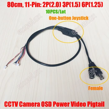 10BUC/Lot 80cm 11Pin de sex Feminin Video BNC DC12V Putere de Control Meniu OSD Coadă Cablu Analogic CCTV aparat de Fotografiat Module de Bord Butonul de Joystick