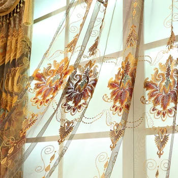Contractat stil broderie decorative perdele pentru Camera de zi fereastră Roz brodate Tul Cortina Hotel modern Decor Acasă