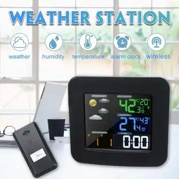 Statie Meteo De Interior, În Aer Liber Digital Termometru Higrometru Wireless Senzor De Temperatura Prognoza Ceas De Perete Birou Ceas Deșteptător