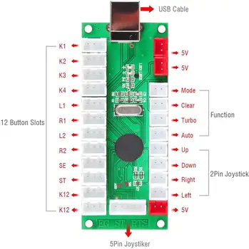 Arcade DIY Kit USB Encoder Pentru PC Joystick-ul Cromat LED Arcade Butoanele 1 Player si Monede Butonul Pentru Arcade Mame Raspberry Pi