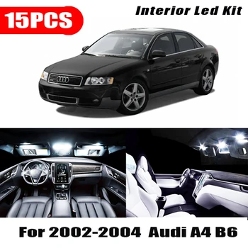 15x Auto LED Interior Becuri Canbus, Kit Pentru 2002 2003 2004 Audi A4 B6 Luminoase 6000K Led Harta Lectură Usa Lampa plăcuței de Înmatriculare