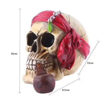 VILEAD 16cm Rasina de Artizanat Statui Cap de Craniu care Deține O Țeavă de Home Office Accesorii Decor de Halloween Tip Rău Craniu Ornament