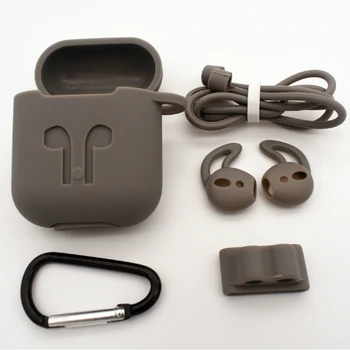 5 în 1 de Protecție Set husa Silicon + Cârlig de Aluminiu +Silicon Earcap + Anti-Pierde Strape +Ceas Trupa Pentru Apple Bluetooth Airpods