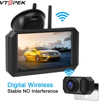 VTOPEK Digitală Wireless de 5 inch Monitor Auto IP68 rezistent la apa Camera de Rezervă Reverse Camera retrovizoare Auto de Asistență de Parcare