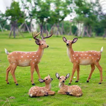 Pastorală De Simulare De Animale Rășină Cerb Ornamente Curte, Grădină Cu Gazon, Cu Figurine Decor În Aer Liber Parcul Villa Mobilier Meserii