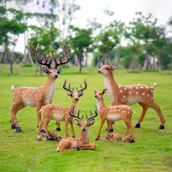 Pastorală De Simulare De Animale Rășină Cerb Ornamente Curte, Grădină Cu Gazon, Cu Figurine Decor În Aer Liber Parcul Villa Mobilier Meserii