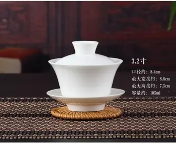 Chineză Gaiwan Set de Ceai Kung Fu Ceramica Alba Gaiwan Alb Teaware Sancai Ceașcă de Ceai Pentru Pu erh Ceai Alb Silver Needle