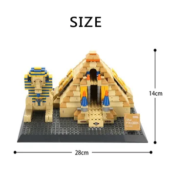 WANGE 624pcs Lume Celebru Arhitectura Clasica piramidă Egipteană Sfinxul Modele de Blocuri de Constructii Seturi de Cărămidă Jucării pentru Copil, Cadou