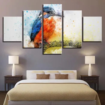 5 Bucata de Panza Pictura Animal Comun Kingfisher cameră decor imprimare poster de perete de arta încadrată