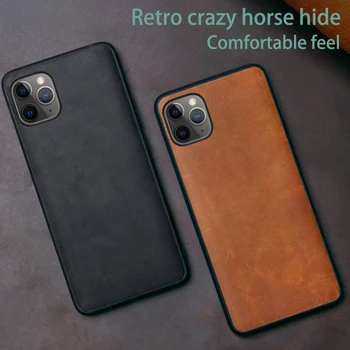 Piele naturala Telefon Caz Pentru iPhone 11 Pro Caz Pentru Apple X XS Max XR 9 8 7 6 6S Plus SE 2020 piele de Vacă Retro Crazy Horse Acoperi