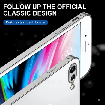 Nou Lux Placare Piața Caz Transparent Moale Pentru IPhone 7 8 Plus Anti-knock Clasic Margine Dreaptă Acoperă Pentru IPhone 7 Plus 8