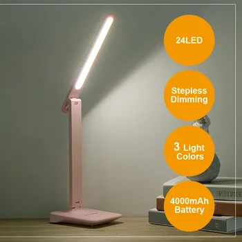Pliabil LED Suport Lampa de Birou cu Suport pentru Telefon de Bază Reîncărcabilă Atingeți Comutatorul 9W Estompat Studiu Lampă de Masă Student Munca de Birou