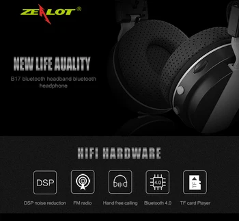 ZEALOT B17 Căști Bluetooth Super Bass Căști fără Fir, Căști Stereo Cu Microfon Casti, Radio FM,Slot pentru Card TF Casca