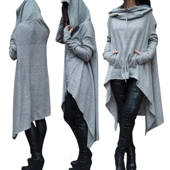 Femei Iarna Casual pantaloni lungi cu glugă buzunar neregulate hanorace strat de Haine cu Maneci Lungi drumul Doamnei hanorace
