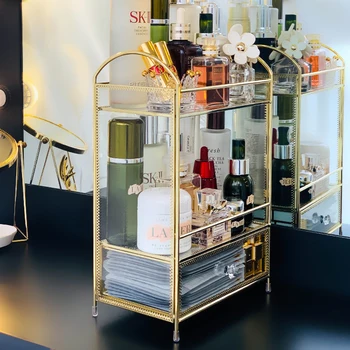 Sticlă transparentă Sertar Machiaj Organizator Desktop finisare Cutie de Depozitare alcătuiesc Parfum, Ruj, lac de Unghii Display Stand