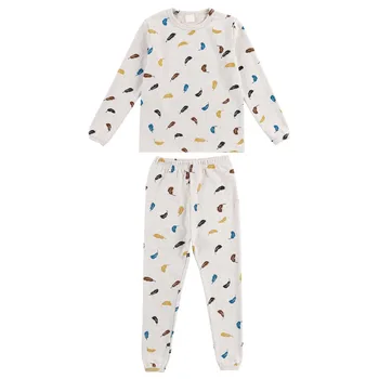 2019 Nou Stil pentru Copii Set Pijama Baieti Toamna Agrement Topuri Băiat Mare Pană de Lenjerie de corp Termice Două Piese din Bumbac