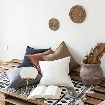 Nordic simplu stil culoare solidă lenjerie de pat din bumbac perna acoperi acasă cafenea hotel decorative canapea pernă acoperă 45*45cm față de pernă