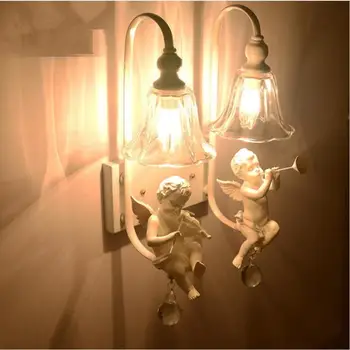 Noua arta dublu de iluminat cu led rășină înger Lămpi de Perete, lămpi cu led-uri de moda Europene înger lampă de perete E14 bec led luciu de iluminat lampa
