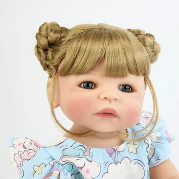BZDOLL 55cm Plin de Silicon Vinil Renăscut Păpușă Jucărie Adevărată Nou-născut Prințesă Blondă Copii Bebe Baie Jucărie Cadou de Ziua de nastere