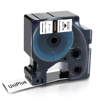 UniPlus 24mm Imprimanta Panglica 1805443 se Potrivesc Dymo Rhino Heat Shrink Tube Eticheta Banda Negru pe Alb Industriale Autocolant pentru Rhino 5200