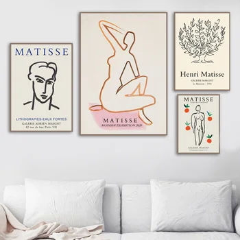 Vintage Abstract Matisse Linia Corpului Figura Arta De Perete Panza Pictura Nordică Postere Si Printuri Poze De Perete Pentru Living Decorul Camerei