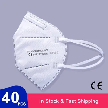 40pcs FFP2 KN95 Reutilizable Masca PM2.5 Respirabil Siguranță Unisex 5 Straturi De 95% De Filtrare Puternic De Protecție Mascarillas Tapabocas