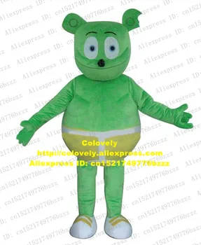 Verde frumos Gummy Bear Gummibar Mascota Costum Negru Cu Nas Mic, Rotund Subțire Lung Pantaloni Verzi Pantofi Albi Nr 4600 FS