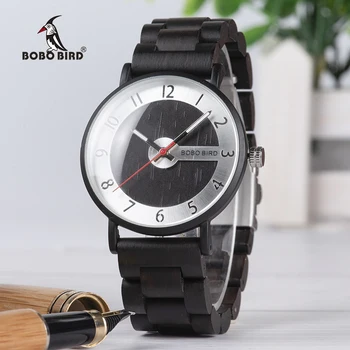 BOBO PASĂRE din Lemn Ceas de Cuarț Ceas de mână Cu Cadran Mare Moda Design Simplu Pentru Barbati si Femei Ceasuri Relogio C-Q23