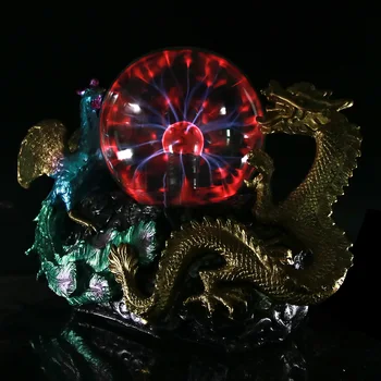 Thunder Cu Plasmă Mingea Magie Lumina De Iluminat Cristal Inducție Electrostatică Dragon Phoenix Bun Augur Sculptura Decorativa