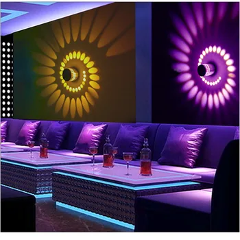 RGB Spirală Gaura de Perete LED Efect de Lumină Lampă de Perete Cu Telecomanda Colorate Wandlamp Pentru Petrecerea de Bar în Hol KTV Decor Acasă #Y5