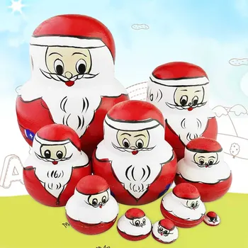 Besegad 10buc Manual de Desene animate Drăguț din Lemn de om de Zăpadă Moș Crăciun Păpuși rusești Matrioșka rusească Stivuire Păpuși Jucării