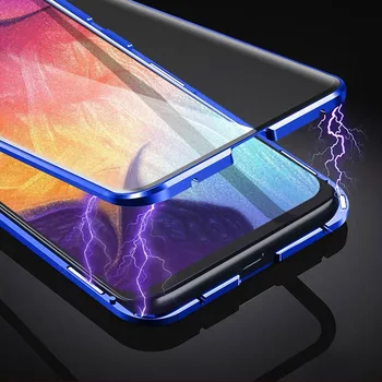 Față-Verso Metal Magnetic Caz Pentru Samsung Galaxy S20 S10 S9 S8 Plus Nota 20 UItra 10 Pro 8 9 A71 A50 A51 A70 A10 capac de Sticlă