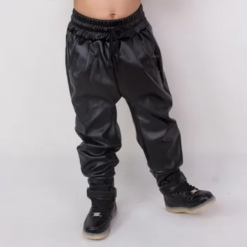 Heroprose Moda pentru Copii haine Copii Adulți hip hop umflat harem pantaloni PU Faux din Piele Cutat Fata de dans pantaloni skinny