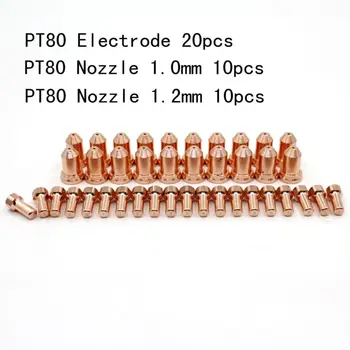 40pcs 52558 Electrod 51311 Sfaturi 1.0 mm 1.2 mm Pentru aparat cu Plasmă IPT-80 PT80 PT-80 prelucrarea Metalelor Duza de Tăiere Piese Consumabile