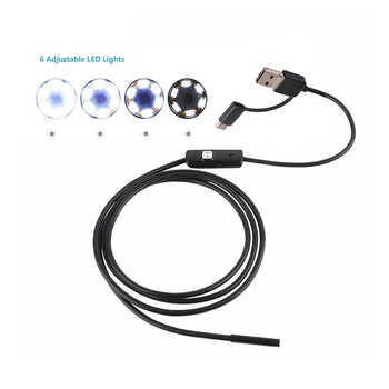 1/2/3.5/5m 7mm Lentile 3 In 1 Camera Endoscop USB rezistent la apa Sârmă Moale de Sarpe Tub de Inspecție Borescope Camera Pentru Android Telefon PC